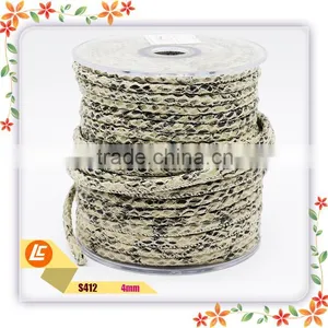2016 Luxury Gray Natural Stitching Python Leather Cord 6mm thumbnail-3