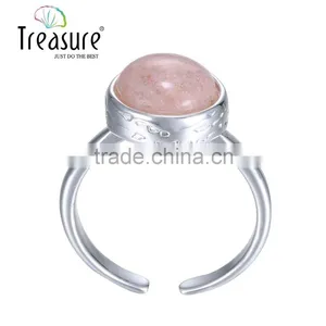 2016 New Design Pink Stone Silver Plating Copper Open Ring Wholesale in Spring thumbnail-2