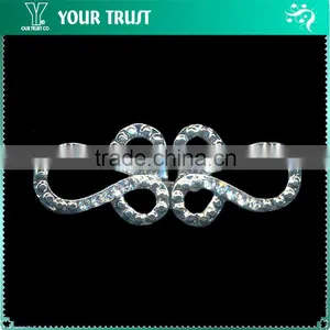 4MM 3MM Clear Cystal Rhinestone Heart Wedding Garment Rhodium Metal Pair Buckle thumbnail-6