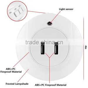 LED Night Light With Dusk to Dawn Sensor and Dual USB Wall Plate Charger thumbnail-2