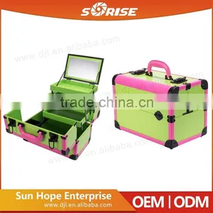 Wholesale Portable Professional Rolling Beauty Box Empty Makeup Vanity Case With Mirror thumbnail-1