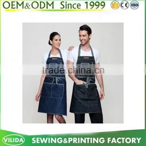 Wholesale 2016 Latest Cotton Denim Adult Home Kitchen Apron For Sale thumbnail-4