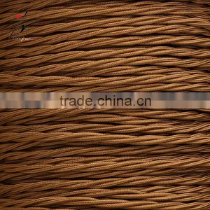 CE Cloth Covered Twisted Electrical Wire Vintage Fabric Braided Pendent Lamp Cord 2*0.75mm thumbnail-1