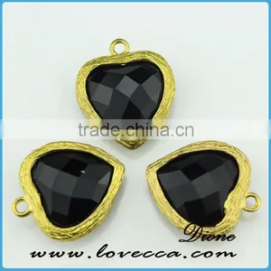 Hot Selling Unique Glass Black Stone Jewelry Pendant Wholesale Heart Shape Glass Stone Opal Pendant thumbnail-1
