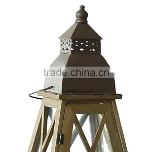 Hurricane Wooden Candle Holder Wooden Lantern With Glass Manufacture of Stylish thumbnail-3