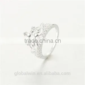 Fine Jewelry European Design Pure Silver Clear CZ Crown Ring thumbnail-3