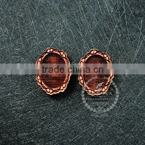 18*13mm Setting Size Vintage Style Natual Log Wood Bezel Carving Flower Pendant Setting DIY Findings Supplies 1421083 thumbnail-1