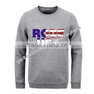 Men's Printed Round Neck Long Sleeve Fleece Sweater thumbnail-3