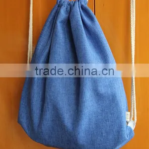 2016 Wholesale High Quality Canvas Drawstring Backpack Bag for Promotion thumbnail-2