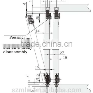 Aluminum Steel and PA6 Sliding Door Hardware for Warbrobe thumbnail-2