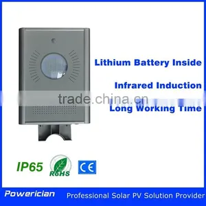 Solar Street Lamp 6W LED All-in-One Lithium Battery Infrared Induction Luminance Auto Adjusted thumbnail-1