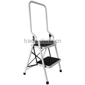 Folding Step Stool 2-Tread High Back Chrome thumbnail-1