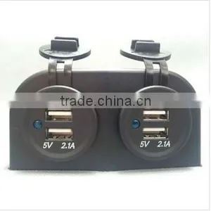 Hot Selling 2014! DC12V Auto Marine Dual USB 5v 2.1a 3.1a Power Socket With Blue LED Light thumbnail-1