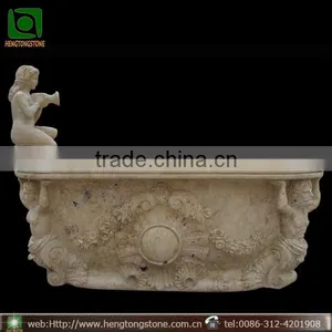 Hand Carved Oval Stone Bathtub With Lady Statue thumbnail-1