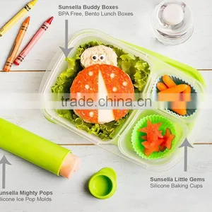 Bento Lunch Boxes Plastic 3 Compartments Food Container thumbnail-1