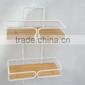 2-Tier Shelf Organizer Bamboo Bathroom Shower Tub Hanging Caddy thumbnail-1