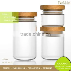 Low MOQ Wooden Top Tea Coffee Sugar Storage Glass Jar thumbnail-6