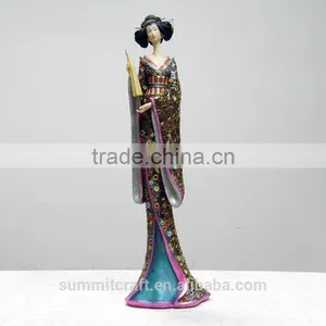 Home Decoration Living Room Resin Japanese Kimono Lady Figurine thumbnail-1