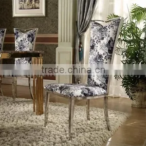 Painting Fabric Cover Mirror Silver Stainless Steel Dining Chair thumbnail-2