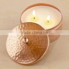 100% PURE COPPER HAMMERED FINISH CANDLE JAR, FANCY COPPER CANDLE CONTAINER thumbnail-1