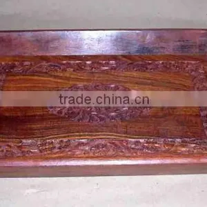 Sheesham Wood Serving Tray,Wooden Carved Serving Tray,Wooden Tray With Carving,Designer Food Serving Tray,Tea Coffee Tray thumbnail-1