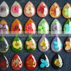 Mix Color Teardrop Real Flower Necklace Pendant thumbnail-1