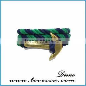 Customized Braided Leather Stainless Steel Hook Anchor Bracelet thumbnail-4