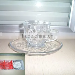 Etched Glass Cup and Saucer thumbnail-1