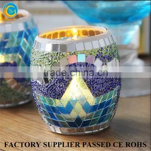 Mosaic Hurricane Candle Holder Glass Votive Candle Holders thumbnail-1