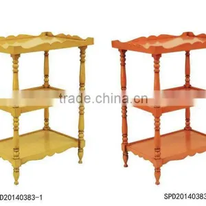 Colorful 3 Layers Cheap Wooden Corner Shelf thumbnail-1