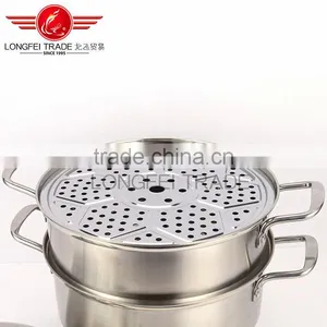 2016 New Design High Quality Stainless Steel Steamer Cooking Pot With Hollow Handles and Metal Lid thumbnail-3