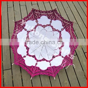 Fuschia Decorative Bella Lace Umbrella For Wedding thumbnail-3