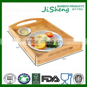 Cheap Bamboo Wooden Food Serving Tray, Serving Tray and Bamboo Tray With Handles thumbnail-3