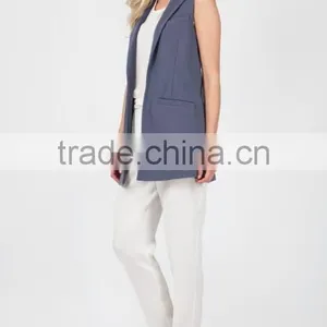 Sleeveless Jacket Bulk Wholesale Perfect Spring Vest Front Pocket Ponte Sleeveless Outdoor Jacket For Girls Fancy thumbnail-4