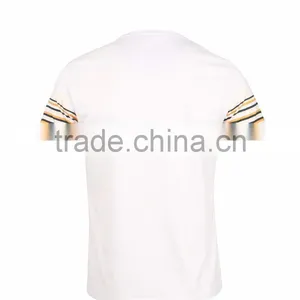 Mens Private Label White Stripe Cotton Solid t Shirt thumbnail-2
