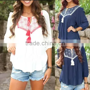 Womens Summer Printed Loose Casual Blouse 2016 thumbnail-1