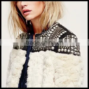 Star Loves European Style Lamb Wool Coat Jacket With Rivet thumbnail-2
