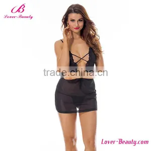 High Quality Deep V Lace Women China Babydoll Lingerie thumbnail-5