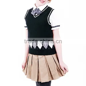 British Student Girl Khaki Skirt Pleated Scotland School Children Skirt Custom thumbnail-5