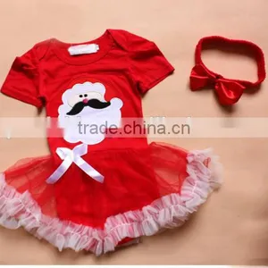Children Christmas Outifit Santa Claus Baby Clothes Romper Red Booming Chiffon Clothing thumbnail-2