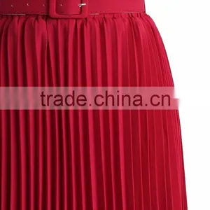 New Arrival Belted Pleated Skirt Women Fashion Chiffon Maxi Skirt 2016 thumbnail-4