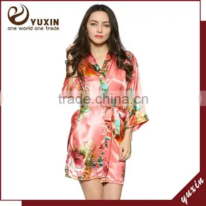 Wedding Bridesmaid White Cotton Floral Robe Weave Robes WR1-0002 thumbnail-1