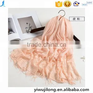 New Fashion Custom Lash Lace Trimming Viscose Hijab Scarf thumbnail-1
