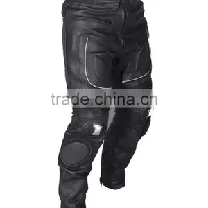 Black Motorcycle Pant/ Motorbike Leather PANT / Trousers + CE Armour to Knee & Hips thumbnail-4