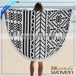 Circle Beach Towel With Tassels thumbnail-2