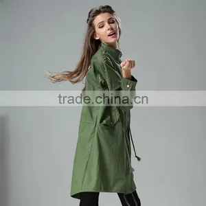 BF Long Style Korean Army Green Printed Loose Fashion Coats Models thumbnail-5