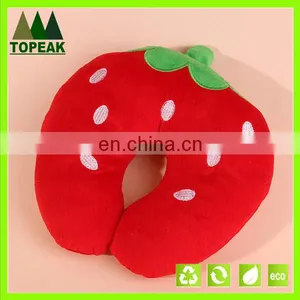 Custom Travel U Shape Plush Strawberry Neck Pillow Cute Red Neck Pillow thumbnail-1