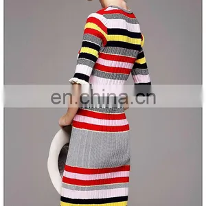 Ladies High Quality Stylish Stripe Dress Half Sleeve Spring New Dress thumbnail-6
