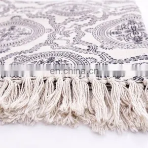 Indian Latest 3 X 5 Ft Black White Cotton Block Print Accent Area Dhurrie Rug Flat Weave Hand thumbnail-2