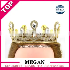 Wedding Formal Bride Crown Gold Rhinestone Crown thumbnail-1